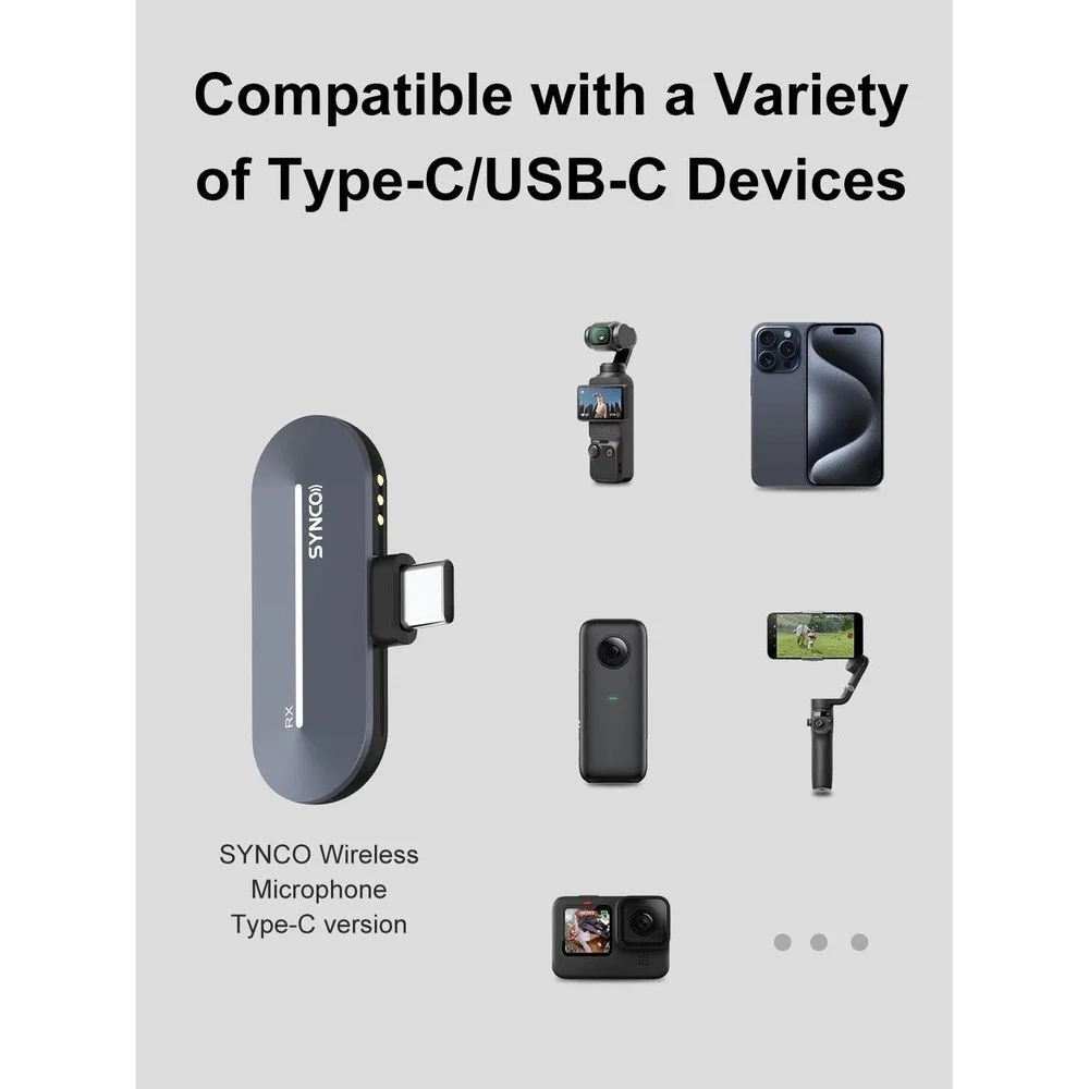 SYNCO Wireless Lavalier Lapel Microphone USB-C for Android Vlogging & Interviews